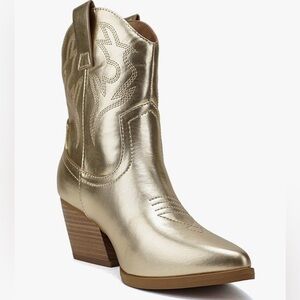 Gold Western Ankle Boots